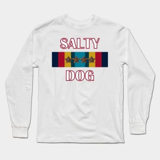 Navy Salty Dog Sea Service Ribbon Long Sleeve T-Shirt